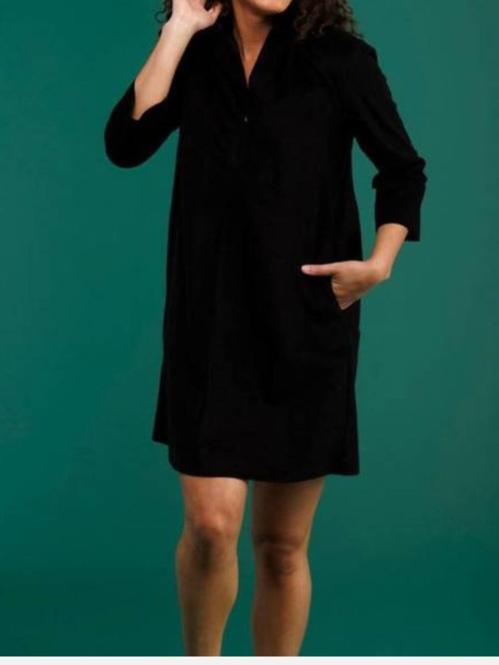 Smith & Quinn Sophia Dress Black Corduroy Size Large Pockets Minimalist